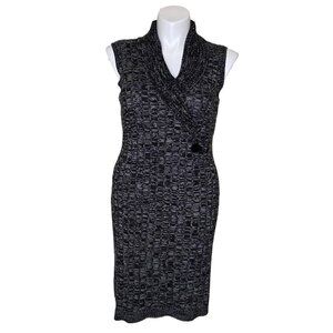 Calvin Klein Faux Wrap Cable Knit Buckle Trim Sweater Dress, Women's Size Large
